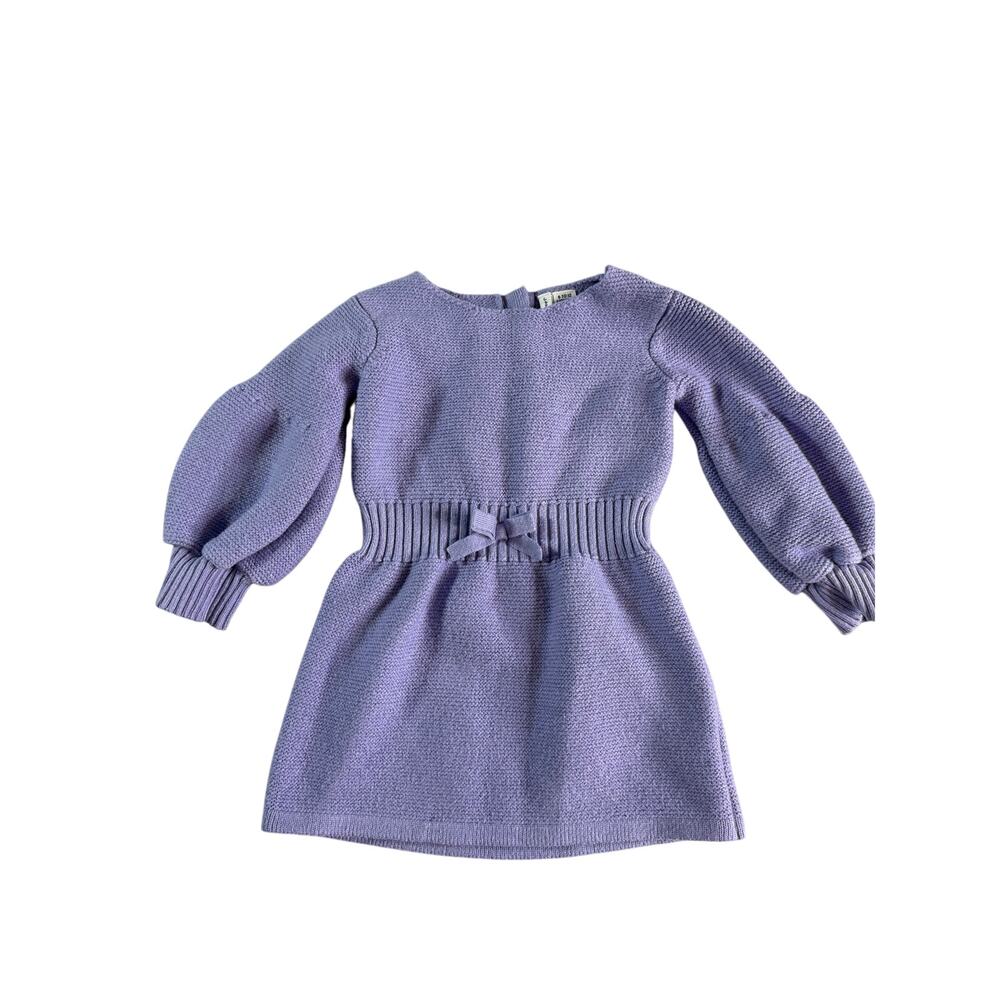 Janie and Jack Sweet Lavender Puff Sleeve Sweater Dress Baby 6-12 Months